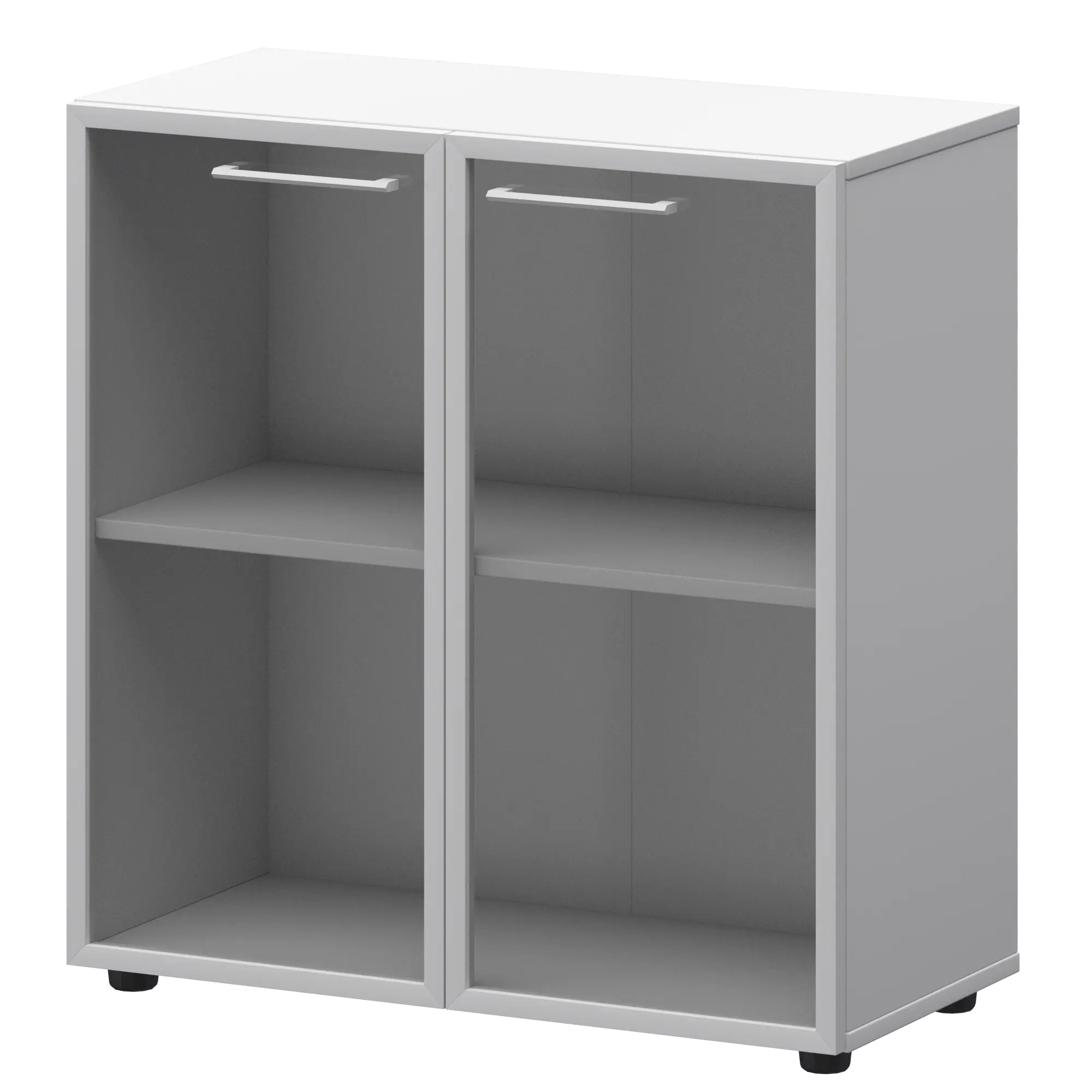 Шкаф низкий со стеклом в ал. рамке СМШ28RS(Б) Белый 792x380x811 Кортез