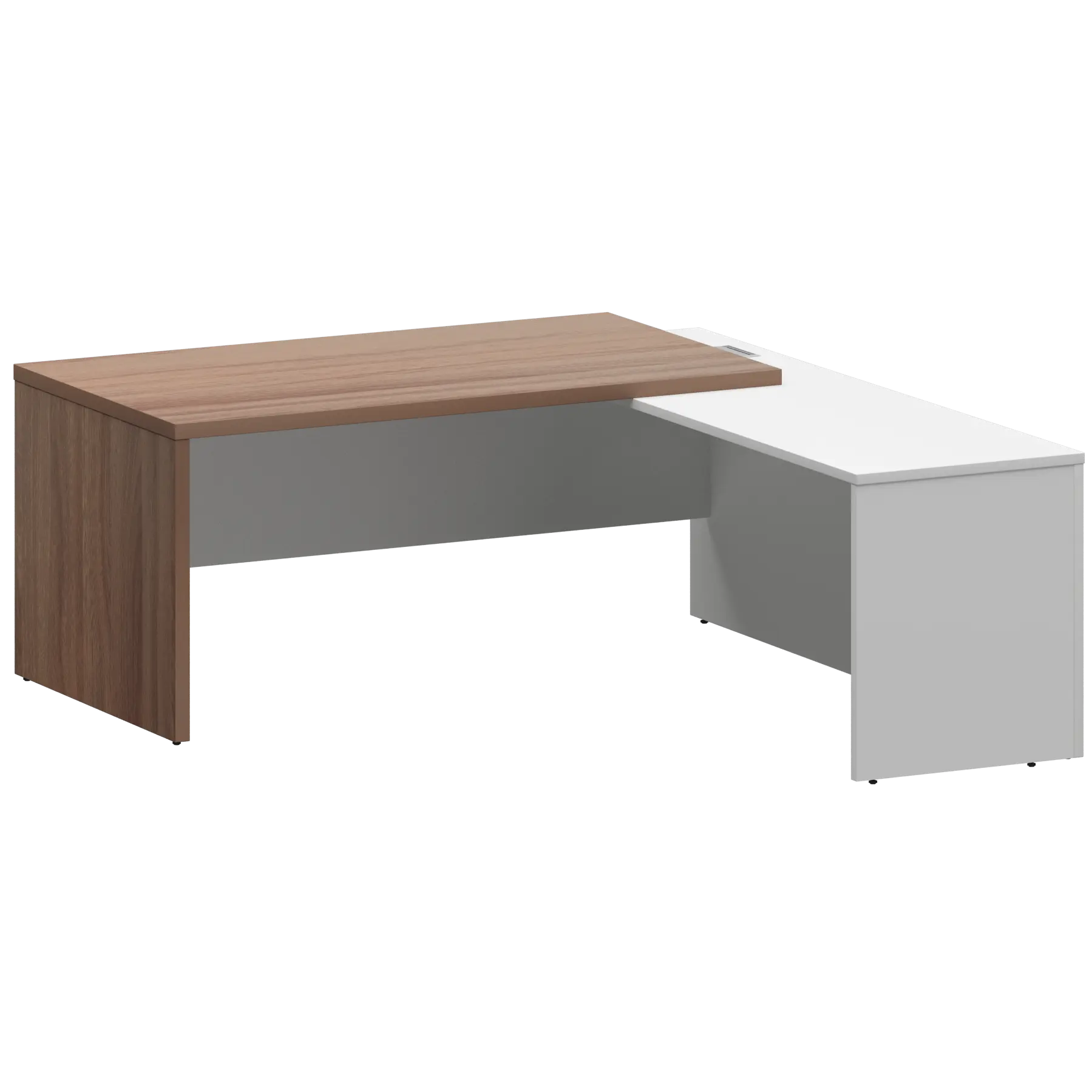 Стол руководителя правый KZP-18R Темный шимо/Белый 1800x2000x750 Кортез