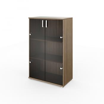 НТ-480 Стеллаж  (800Х445Х1280) с  НТ-601.2СТЛ стеклянными дверьми дуб сафари