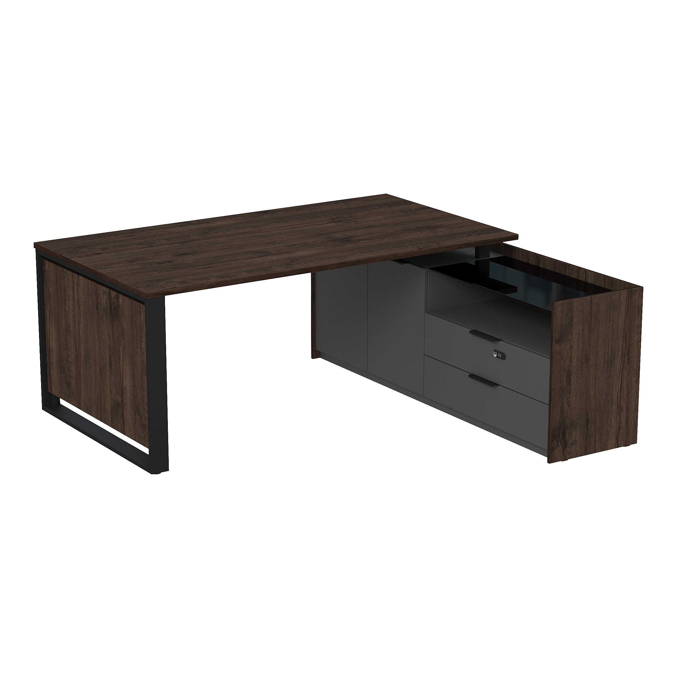 15СОД-КЗ.1810 Стол рабочий на опорной двусост тумбе, с ящ (метаб), с код замком (1860*1768*750)