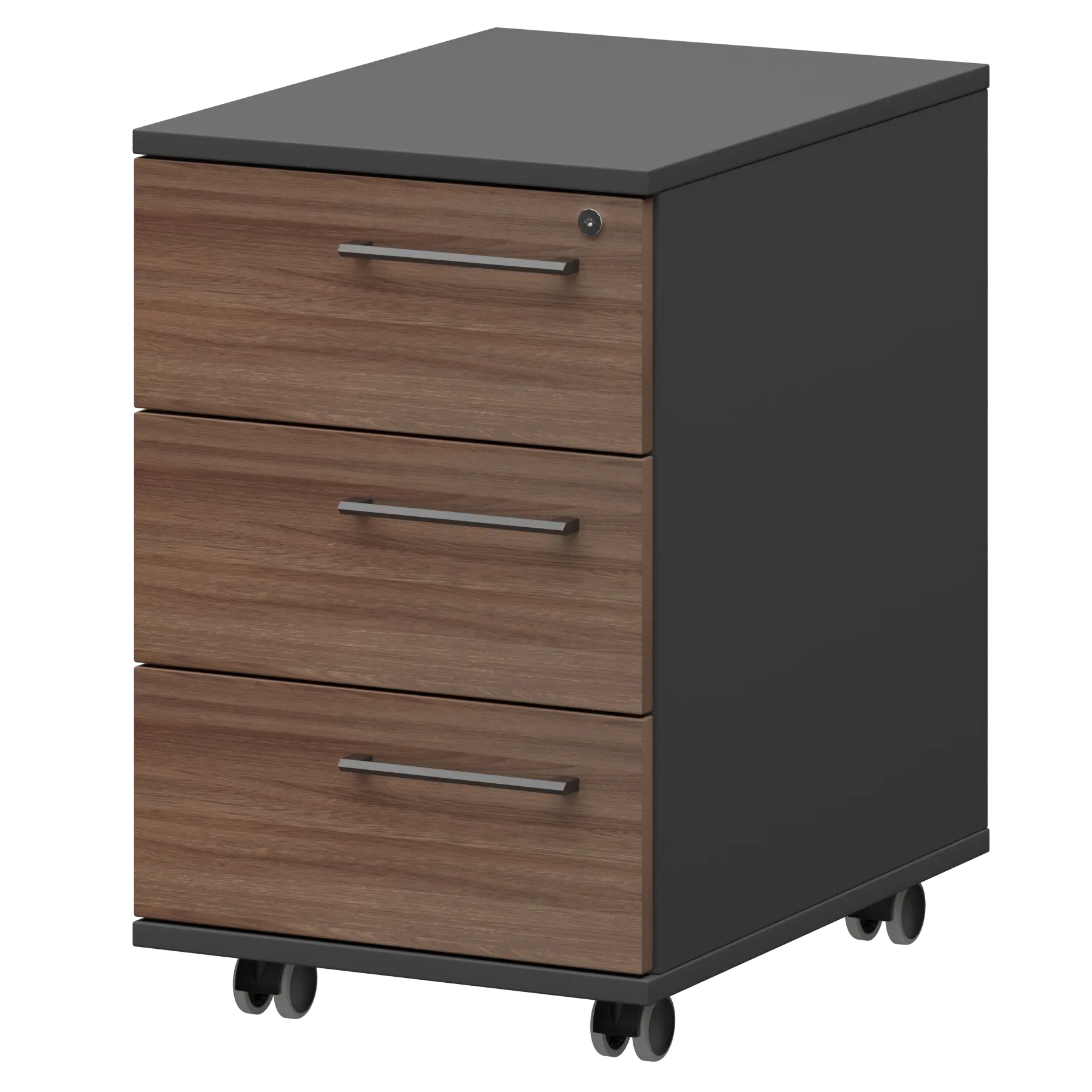 Тумба мобильная/подвесная левая KZT-61L Темный шимо/Графит 416x568x648 Кортез