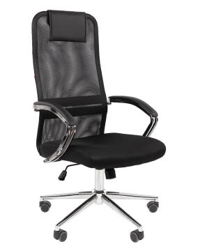 Кресло  CHAIRMAN CH612 хром  Сетчатый акрил TW-01 черный / Ткань стандарт 15-21 черный