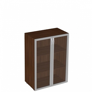 ШКАФ КНИЖНЫЙ СО СТЕКЛОМ СРЕДНИЙ БЕЗ ТОПА ФР-5.0+60.0*2+С504*2 (800X450X1171)