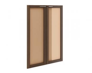 Комплект средних стеклянных дверей в деревянной рамке МЛ-8.3 (804x18x1181) орех донской
