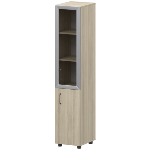 К-932,К-936,К-940,КФ-936,КФ-939 Стеллаж комбинированный узкий с стеклянным фасадом в алюминиевой раме правый 360x420x2000 mm