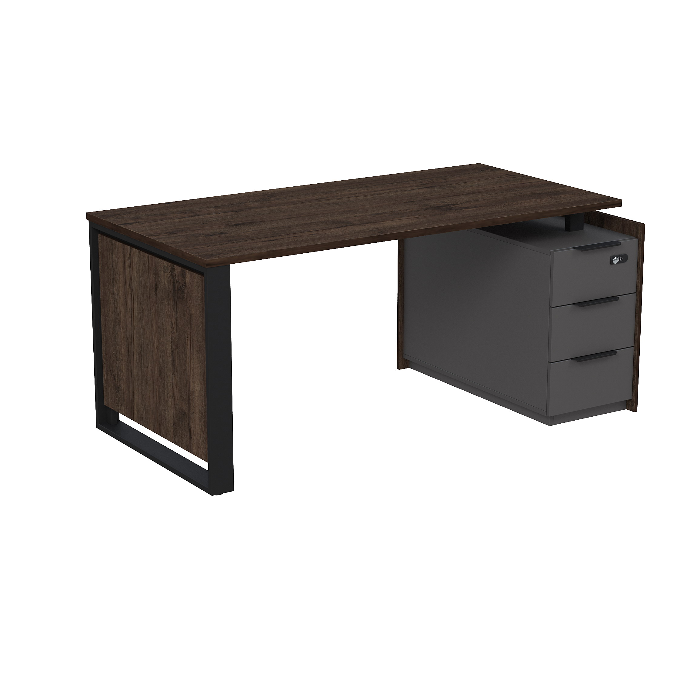 15СОУ-КЗ.1608 Стол рабочий на опорной угл тумбе, с ящ (метаб), с код замком (1660*884*750)