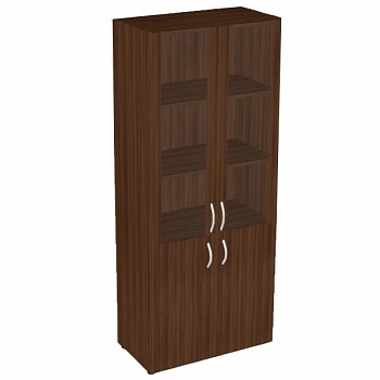 ФР-6.0+8.0+4.5+C504*2 Шкаф книжный со стеклом в раме высокий без топа (800X450X1938)дуб молочный