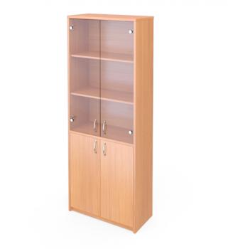 А-310 стеллаж+  А-СТЛ310 ПРОЗР, двери стеклянные (770Х370Х2000)ольха