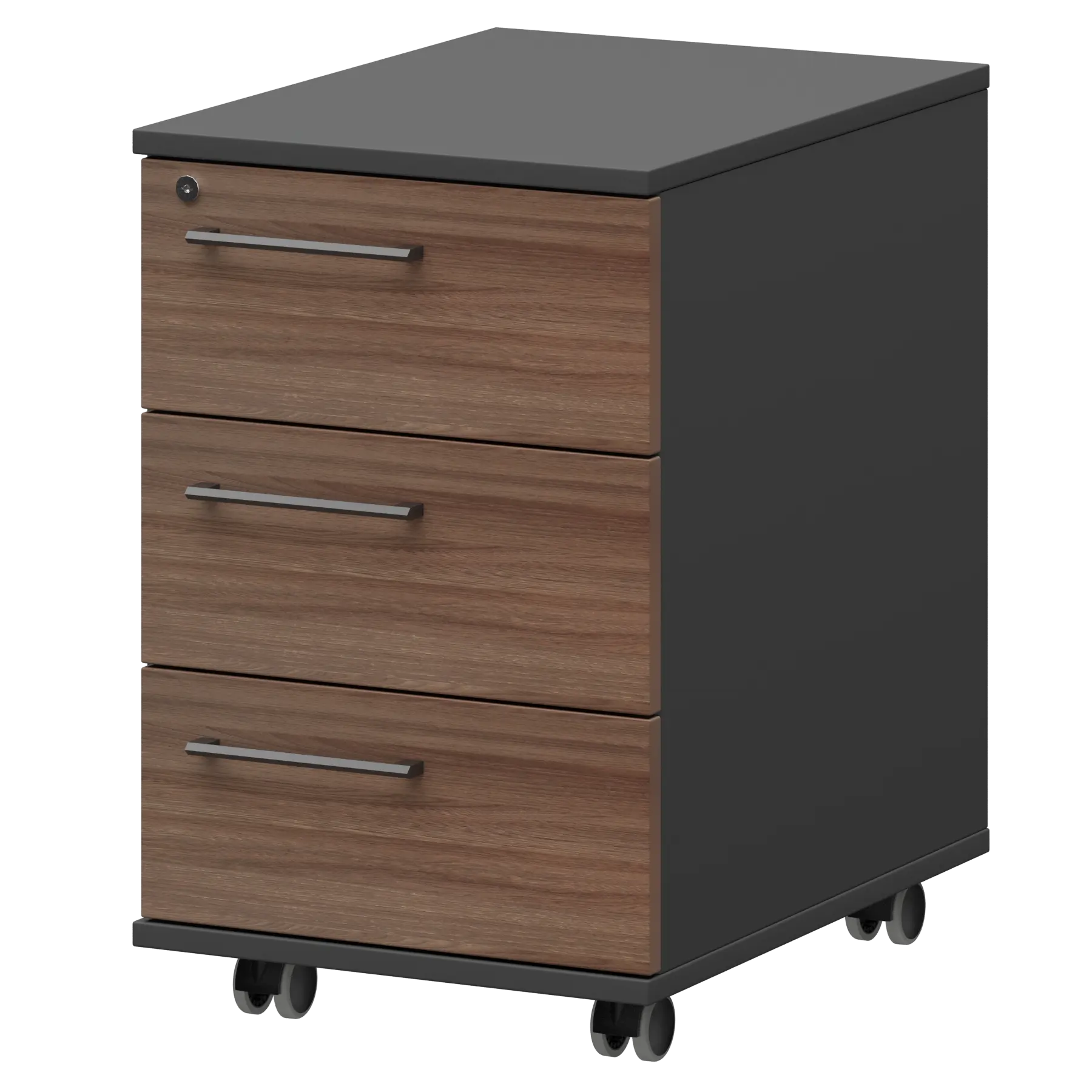 Тумба мобильная/подвесная правая KZT-61R Темный шимо/Графит 416x568x648 Кортез