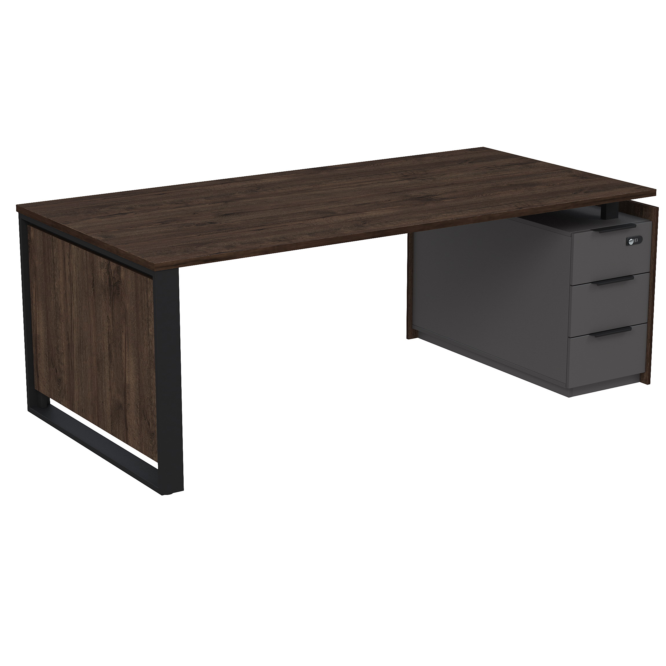 15СОУ-КЗ-ШД.2010 Стол рабочий на опорной угл тумбе, с ящ, с код замком (2060*1030*750)