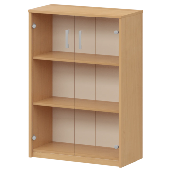 А-304 стеллаж  + А-СТЛ304 ПРОЗР двери стеклянные (770Х370Х1200) ольха