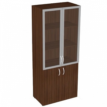 ФР-6.0+8.0+60.0*2+С504*2 Шкаф книжный со стеклом высокий без топа(800X450X1938)