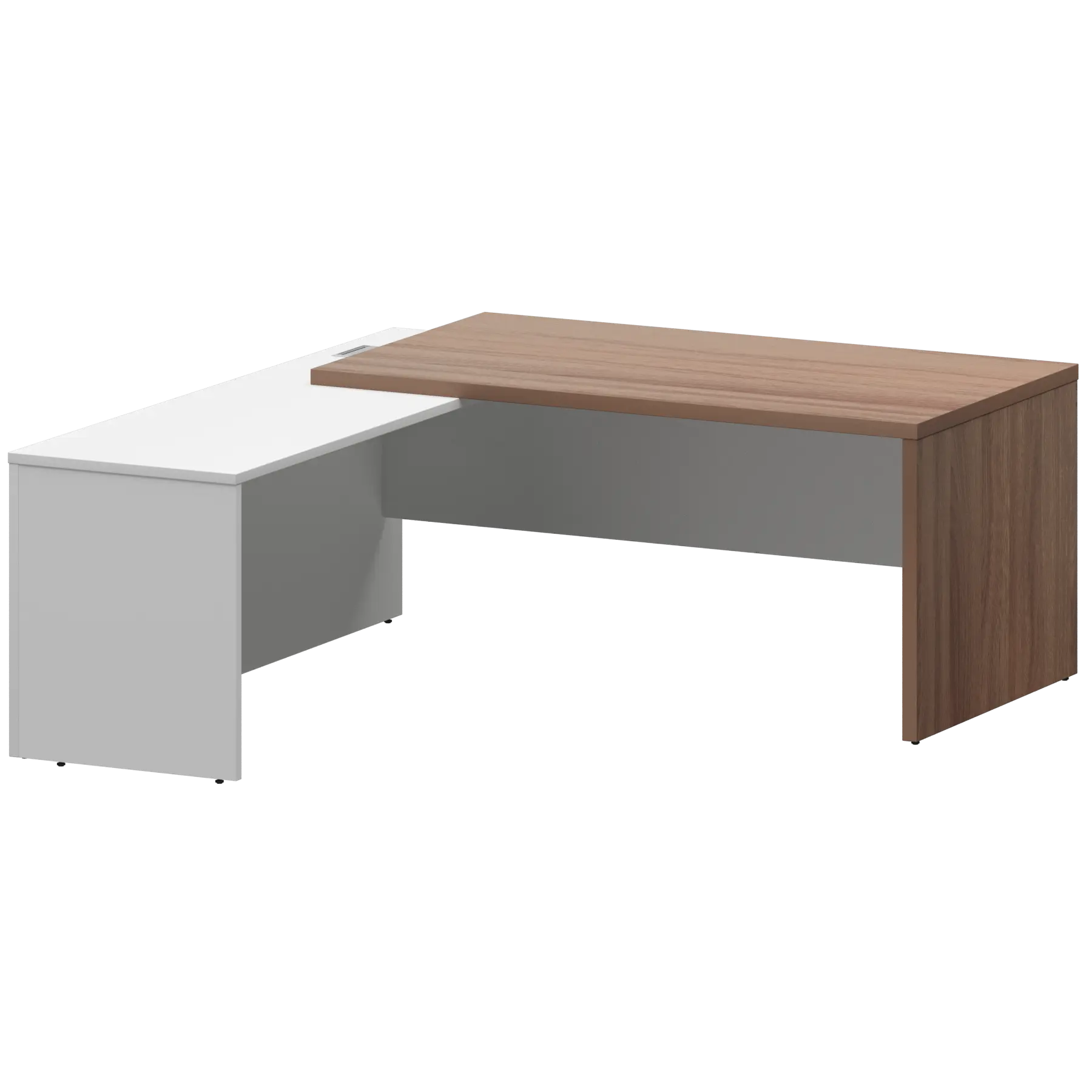 Стол руководителя левый KZP-18L Темный шимо/Белый 1800x2000x750 Кортез