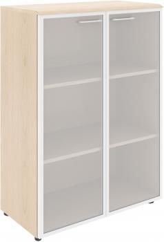 ШКАФ СО СТЕКЛЯННЫМИ ДВЕРЬМИ В АЛЮМИНИЕВОЙ РАМКЕ С ТОПОМ WMC 85,7 (850*410*1184) Бук Тиара
