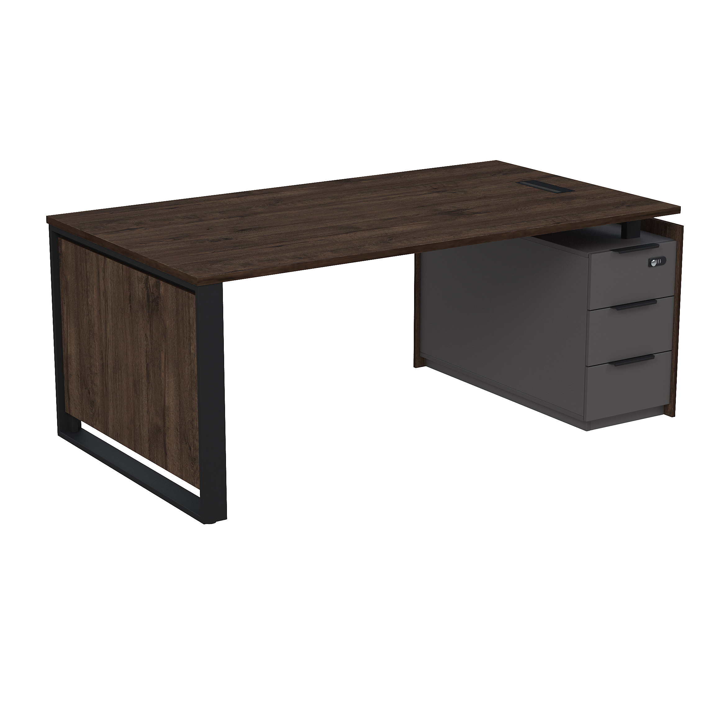 15СОЛУ-КЗ-ШД.1810 Стол рабочий с люч, на опорной угл тумбе, с ящ, с код замком (1860*1030*750)