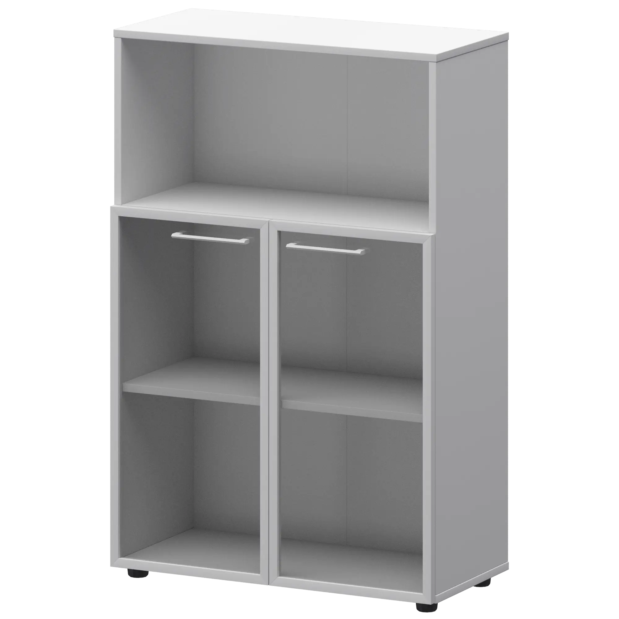 Шкаф средний с нишей со стеклом в ал. рамке СМШ38.28RS(Б) Белый 792x380x1190 Кортез