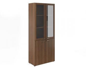 Шкаф широкий высокий со стеклом в деревянной рамке МЛ-2.0+8.0+8.3 (812x4120x2010) орех донской