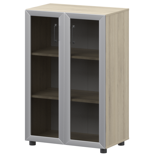 К-933,К-945,КФ-945 Стеллаж средний закрытый с стеклянными фасадами в алюминиевой раме 720x420x1215 mm