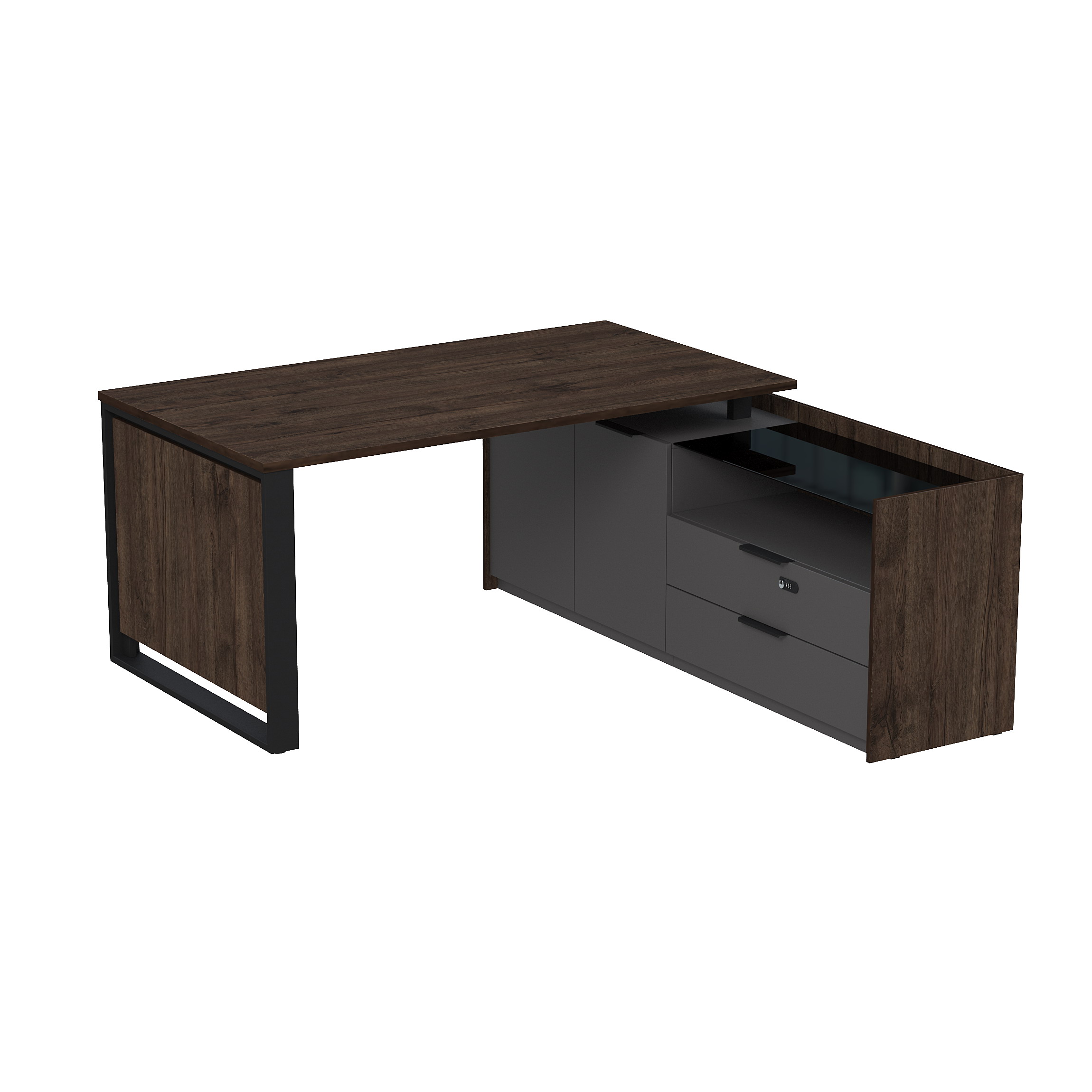 15СОД-КЗ.1609 Стол рабочий на опорной двусост тумбе, с ящ (метаб), с код замком (1660*1768*750)