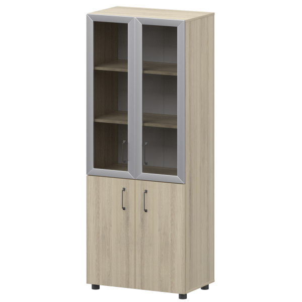 К-934,К-942,К-945,КФ-942,КФ-945 Стеллаж комбинированный с стеклянными фасадами в алюминиевой раме 720x420x2000 mm