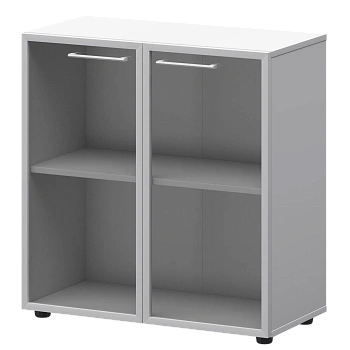 Шкаф низкий со стеклом в ал. рамке СМШ28RS(Б) Белый 792x380x811 Кортез