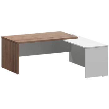 Стол руководителя правый KZP-18R Темный шимо/Белый 1800x2000x750 Кортез