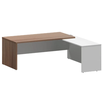 Стол руководителя правый KZP-20R Темный шимо/Белый 2000x2000x750 Кортез