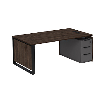 15СОЛУ-ШД.1609 Стол рабочий с люч, на опорной угл тумбе, с ящ, с замком (1660*930*750)