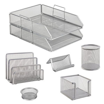 Настольный набор из металла BRAUBERG "Germanium", 7 предметов, серебристый