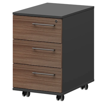 Тумба мобильная/подвесная левая KZT-61L Темный шимо/Графит 416x568x648 Кортез