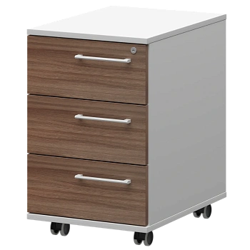 Тумба мобильная/подвесная левая KZT-61L Темный шимо/Белый 416x568x648 Кортез