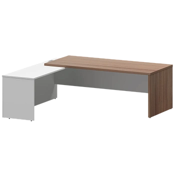 Стол руководителя левый KZP-22L Темный шимо/Белый 2200x2000x750 Кортез