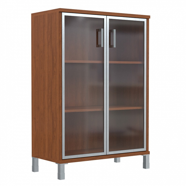 ШКАФ ШИРОКИЙ СО СТЕКЛЯННЫМИ ДВЕРЬМИ В АЛ.РАМЕ В 420.7 (900X450X1310)
