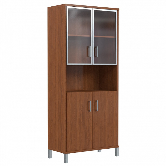 ШКАФ ШИРОКИЙ С ГЛУХОЙ И СТЕКЛЯННОЙ В АЛ.РАМЕ ДВЕРЬМИ В 430.9 (900X450X2054)