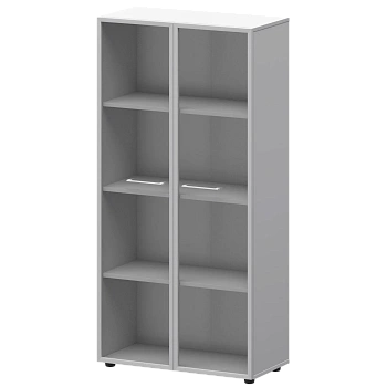 Шкаф высокий со стеклом в ал. рамке СМШ48RS(Б) Белый 792x380x1595 Кортез