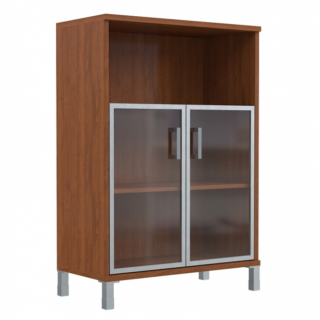 ШКАФ ШИРОКИЙ СО СТЕКЛЯННЫМИ ДВЕРЬМИ В АЛ.РАМЕ В 420.4 (900X450X1310)