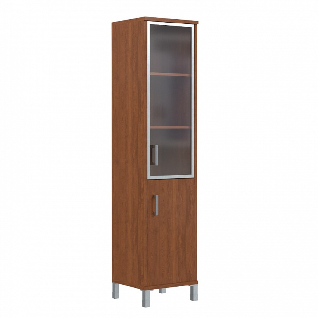 ШКАФ УЗКИЙ С ГЛУХОЙ И СТЕКЛЯННОЙ В АЛ.РАМЕ ДВЕРЬМИ В 431.4 R(475X450X2054)