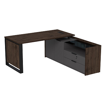 15СОЛД-ШД.1608 Стол рабочий с люч, на опорной двусост тумбе, с ящ, с замком (1660*1768*750)