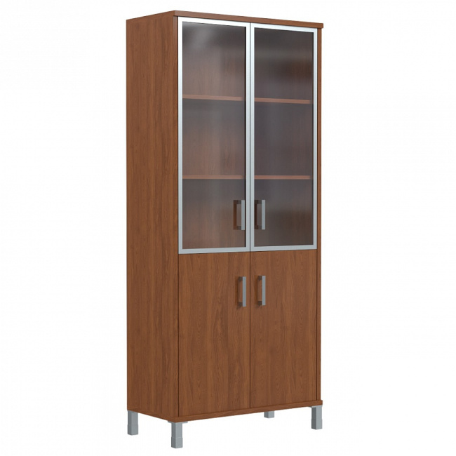 ШКАФ ШИРОКИЙ С ГЛУХОЙ И СТЕКЛЯННОЙ В АЛ.РАМЕ ДВЕРЬМИ В 430.4 (900X450X2054)