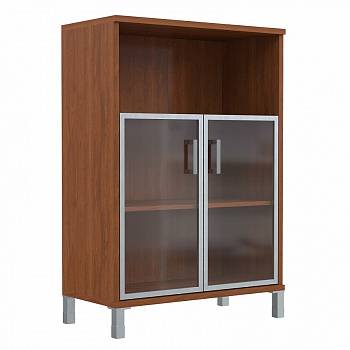 ШКАФ ШИРОКИЙ СО СТЕКЛЯННЫМИ ДВЕРЬМИ В АЛ.РАМЕ В 420.4 (900X450X1310)