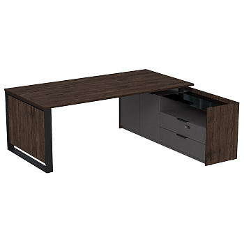 15СОД-КЗ.2010 Стол рабочий на опорной двусост тумбе, с ящ (метаб), с код замком (2060*1768*750)