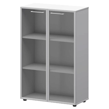 Шкаф средний со стеклом в ал. рамке СМШ38RS(Б) Белый 792x380x1190 Кортез