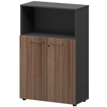 Шкаф средний с нишей СМШ38.28F Темный шимо/Графит 792x380x1190 Кортез