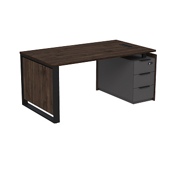 15СОЛУ-КЗ.1609 Стол рабочий с люч, на опорной угл тумбе, с ящ (метаб), с код замком (1660*930*750)