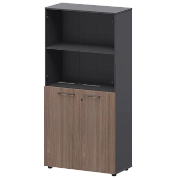 Шкаф высокий комб. СМШ48.28F.28S Темный шимо/Графит 792x380x1595 Кортез