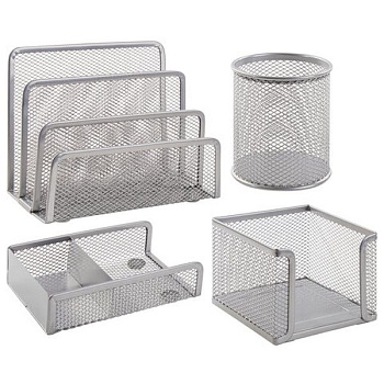 НАБОР НАСТОЛЬНЫЙ BRAUBERG "GERMANIUM", 4 ПРЕДМЕТА, СЕРЕБРИСТЫЙ