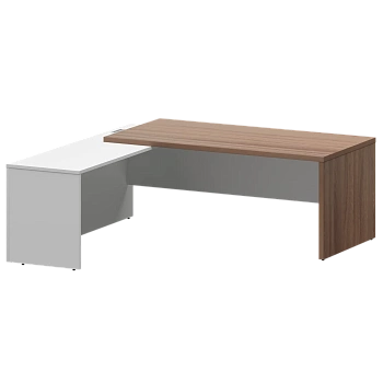 Стол руководителя левый KZP-20L Темный шимо/Белый 2000x2000x750 Кортез