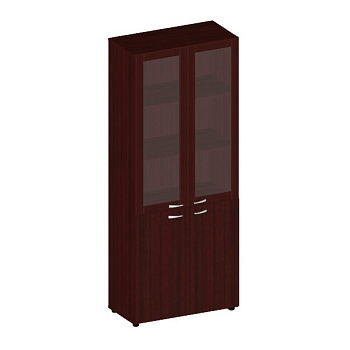 Шкаф широкий высокий со стеклом в деревянной рамке МЛ-2.0+8.0+8.3 (812x412x2010)