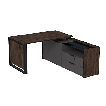 15СОД.1408 Стол рабочий на опорной двусост тумбе, с ящ (метаб), с замком (1460*1768*750)