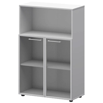 Шкаф средний с нишей со стеклом в ал. рамке СМШ38.28RS(Б) Белый 792x380x1190 Кортез